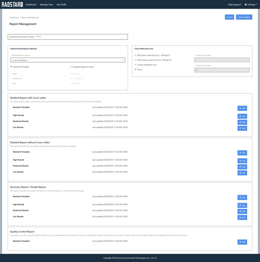 Radon Management Cloud Screenshots - RadStar Alpha Radon Monitor ...